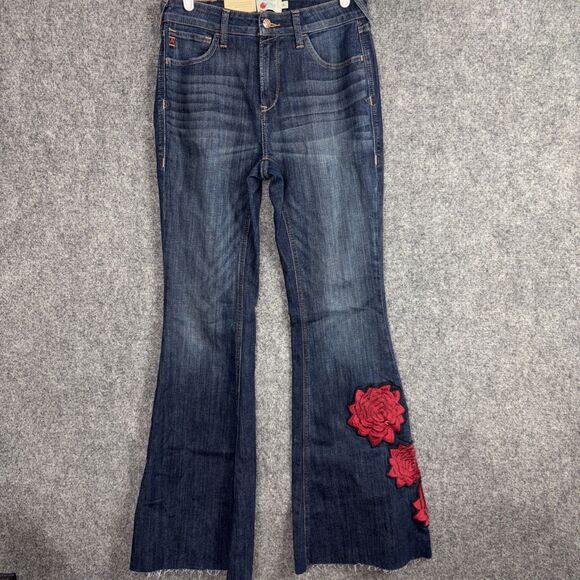Ariat X Rodeo Jeans Womens Size 28R Blue High Rise Quicy Flare Floral - Picture 1 of 14